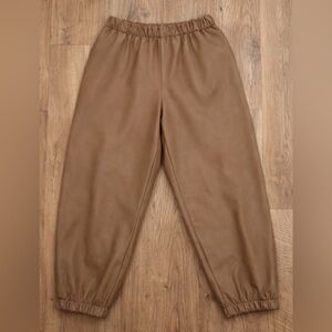 Italian Vegan Leather Pants in a timeless camel tone. Elevated, minimal & chic.